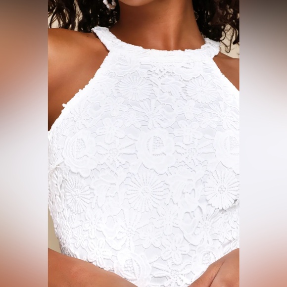 Lulu's Love Poem Ivory Lace Mini Dress, White, sz Medium - Picture 4 of 15